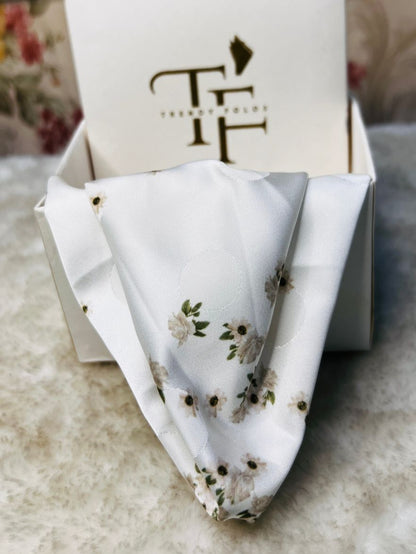 White lilly Silk Pocket Square