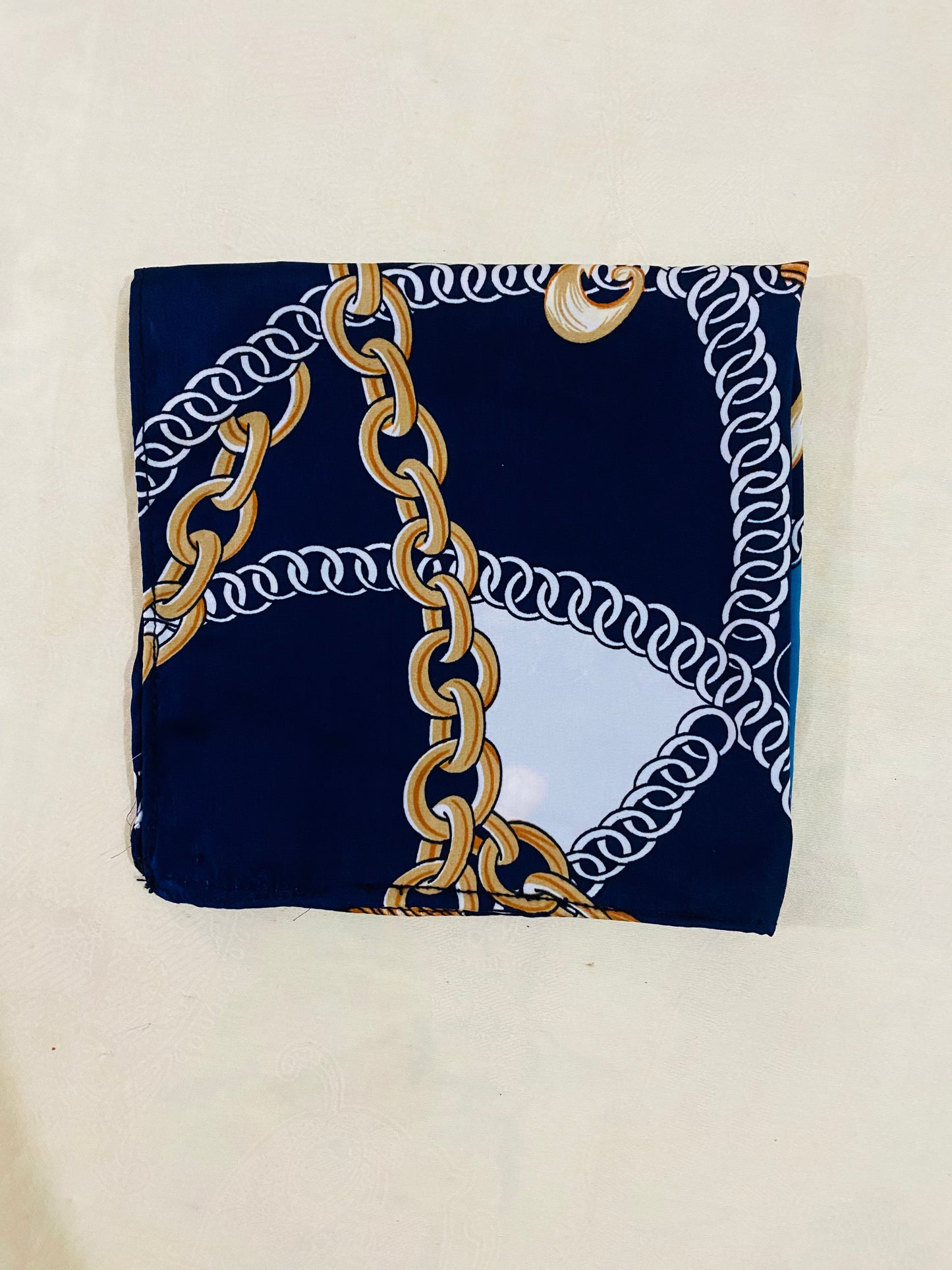 Blue Chain Silk Pocket Square