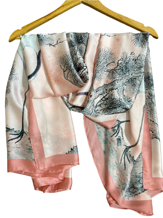 Pink Ostrich Silk Scarf