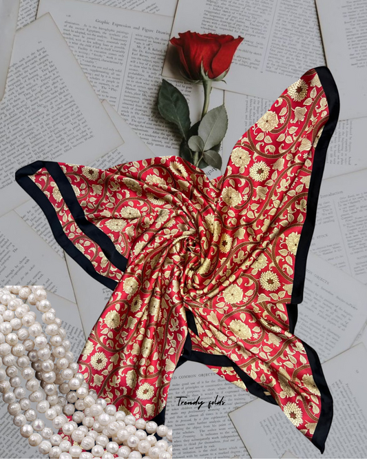 Red Rose Silk Scarf